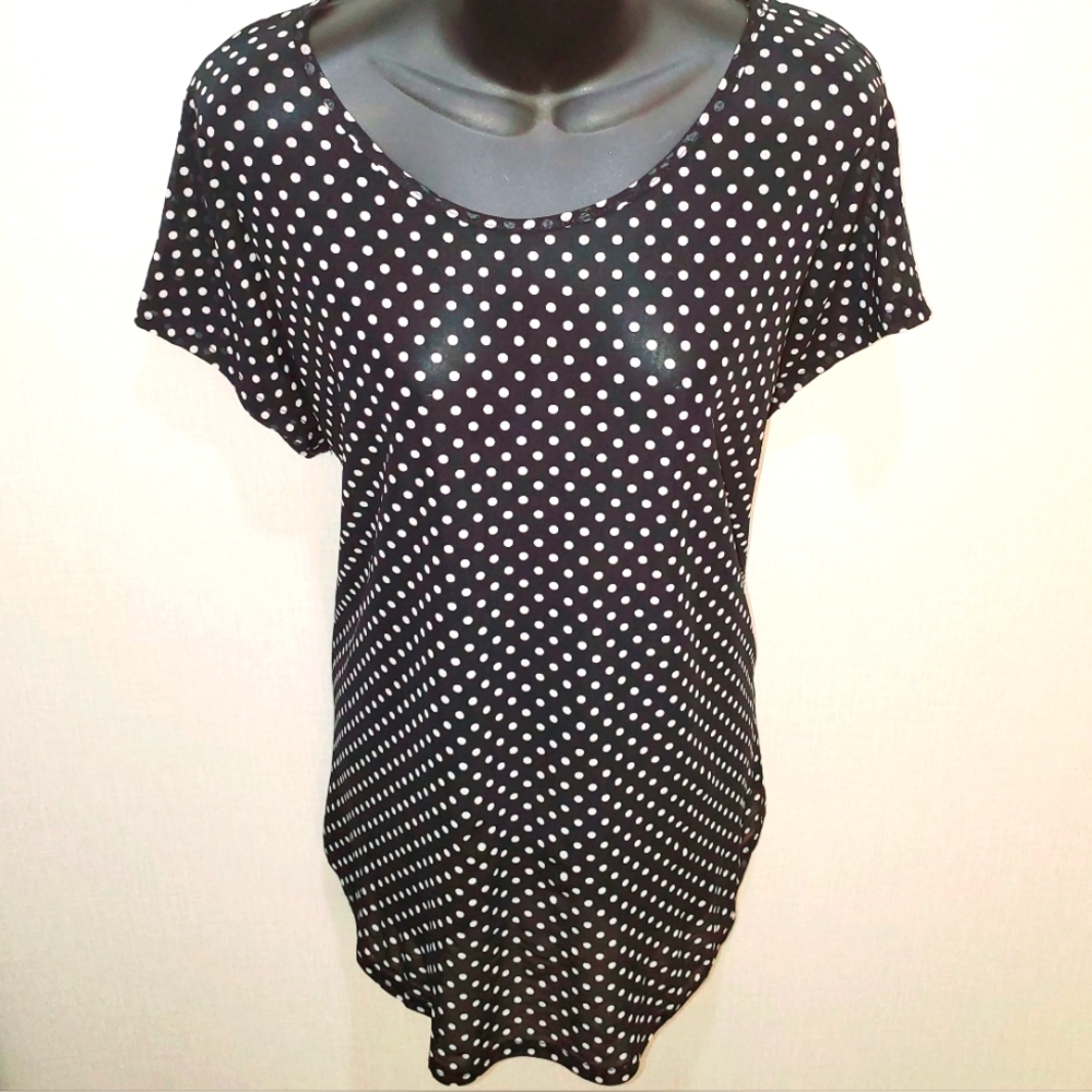 Polka Dot Sheer Women Top Plus 1X